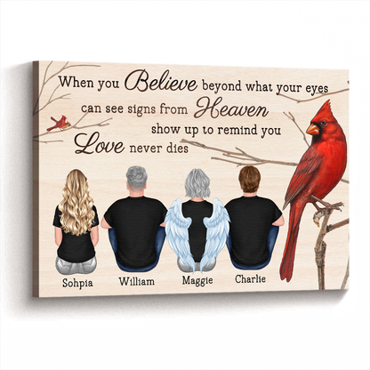 Custom Memorial For Loved One 'Love Never Dies' Canvas - Personalized Family Gift