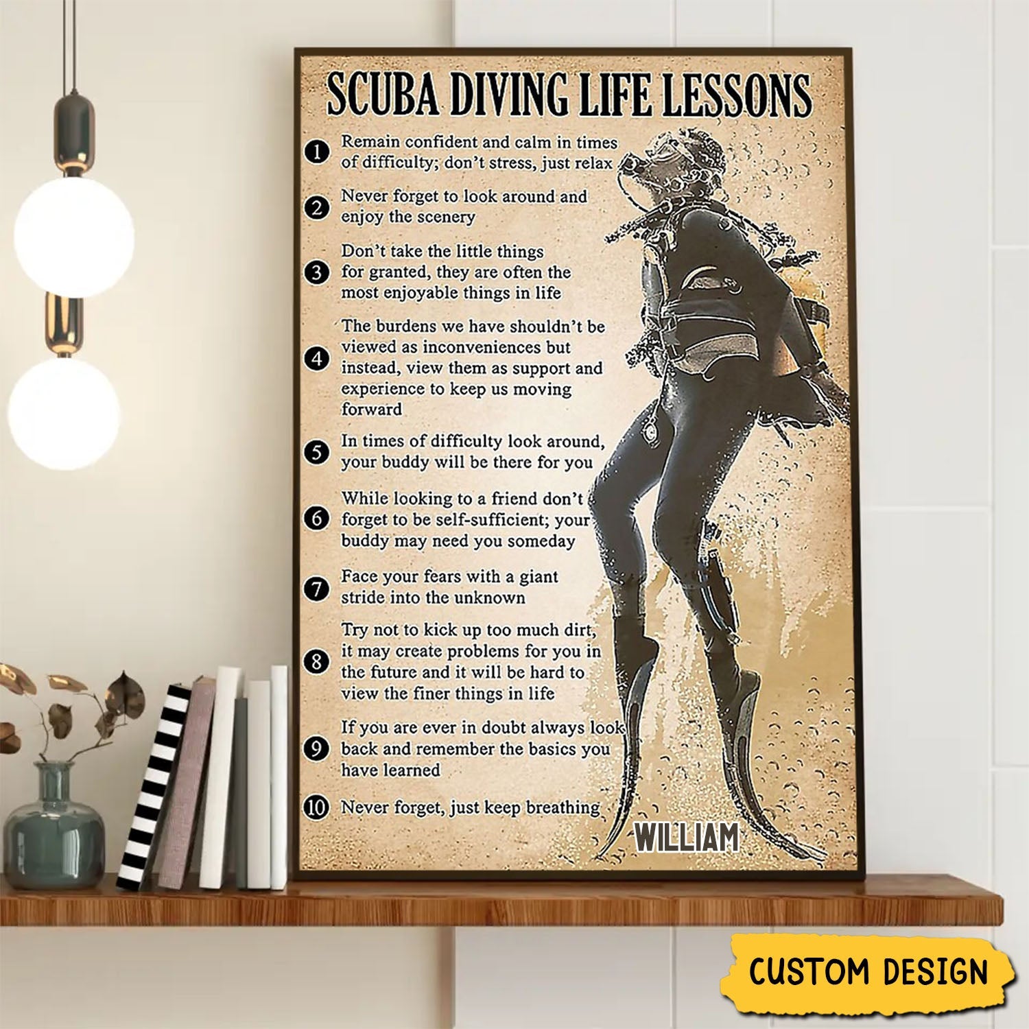 Personalized Scuba Diving Life Lessons Poster / Canvas - Custom Gift For Diving Lovers