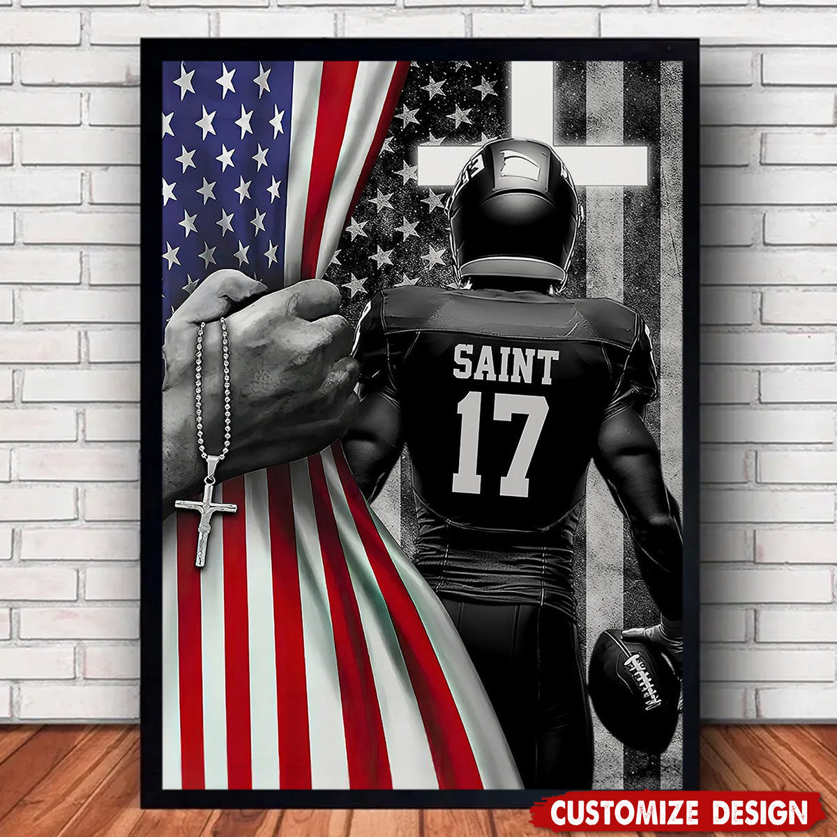 Personalized American Football Boy Poster / Canvas - Custom Gift For American Football Lovers