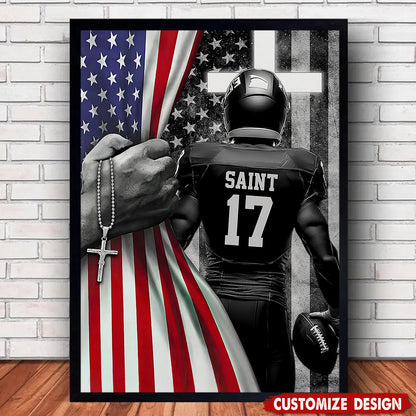 Personalized American Football Boy Poster / Canvas - Custom Gift For American Football Lovers