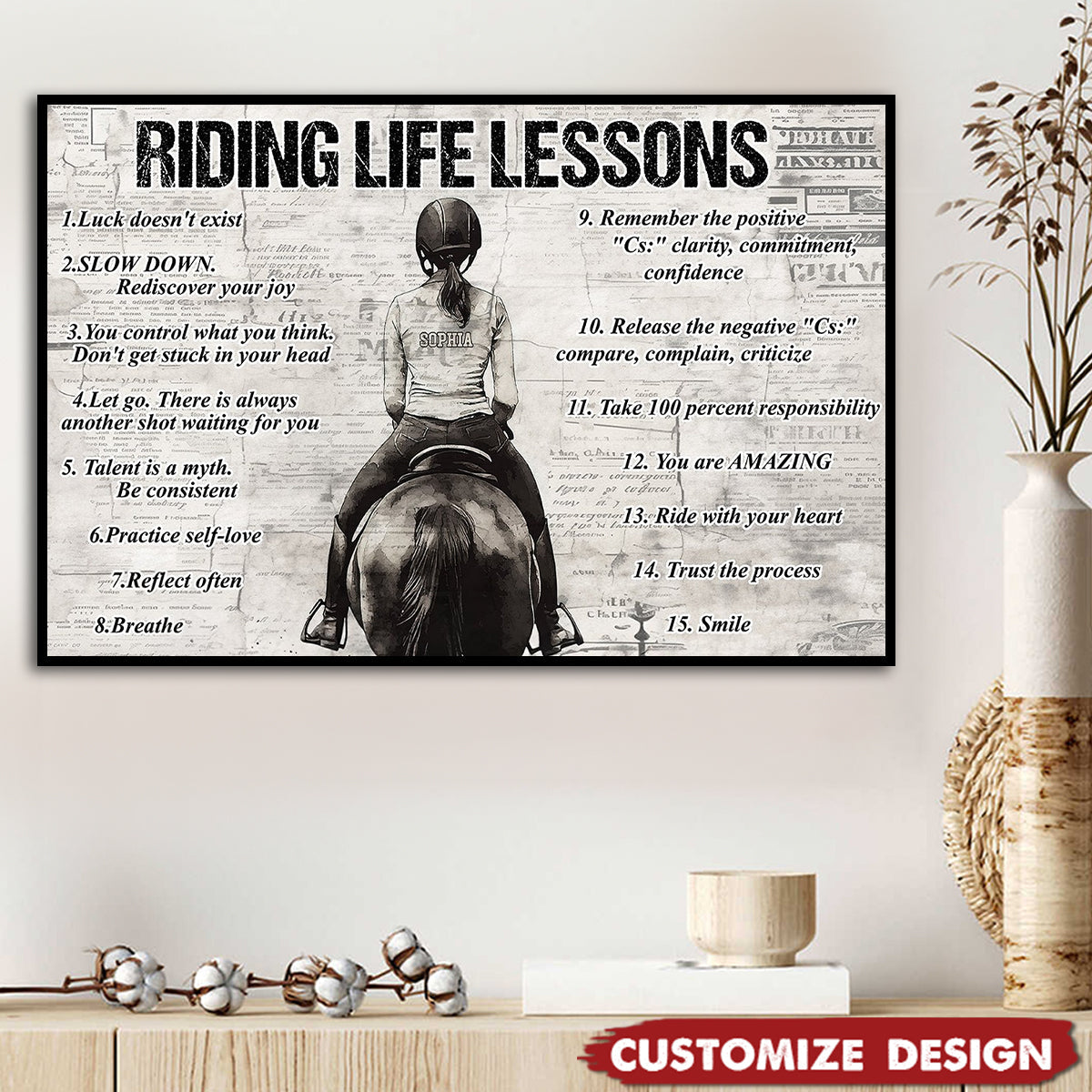 Personalized Riding Life Lessons Poster / Canvas - Gift For Horse Girl