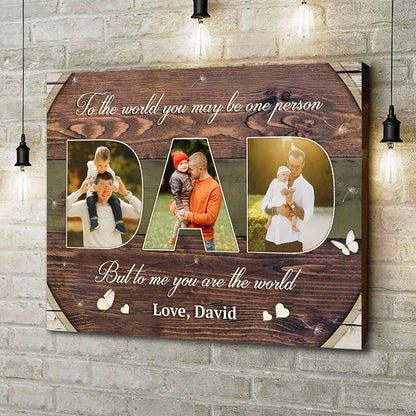 Personalized Dad photo collage canvas wall art with custom photos and sentimental quote for Father's Day gift