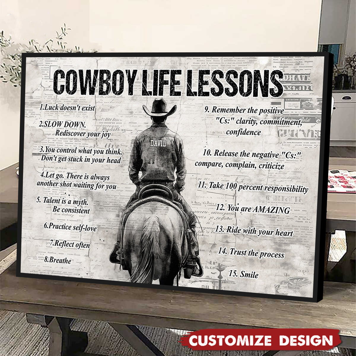 Personalized Cowboy Life Lessons Poster / Canvas - Gift For Cowboy