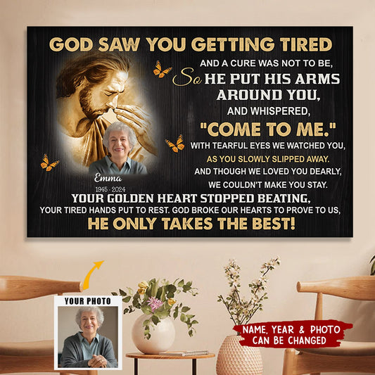 In Loving Memory: “God Saw You” - Personalized Memorial Canvas / Poster
