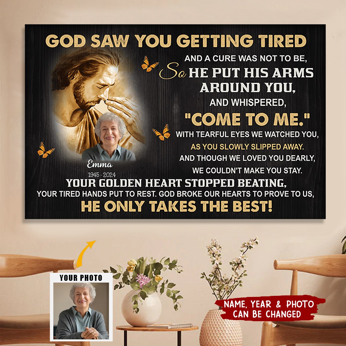 In Loving Memory: “God Saw You” - Personalized Memorial Canvas / Poster