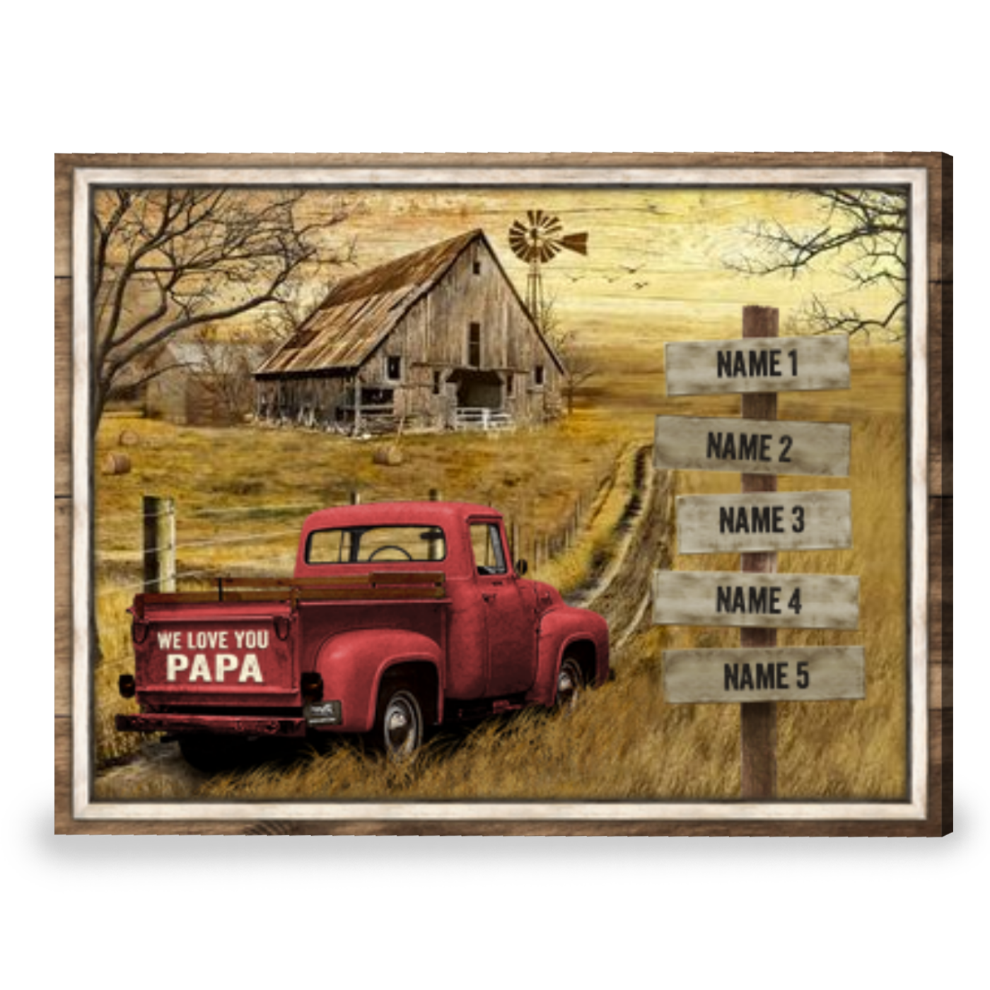 Canvas / Poster material and size view - Personalized Vintage Truck Canvas Print