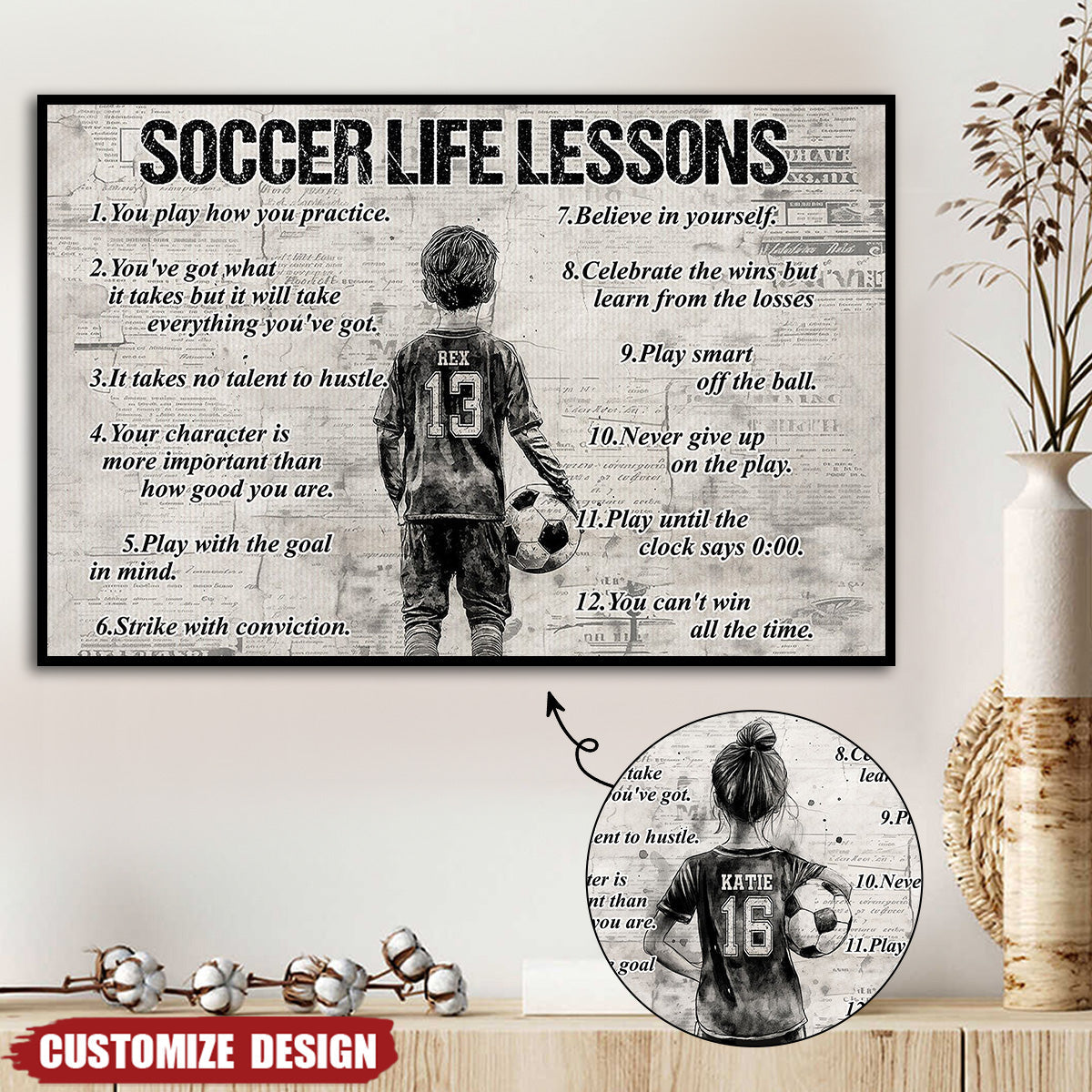 Personalized Soccer Poster For Kids - Custom Name Gift for Young Fans