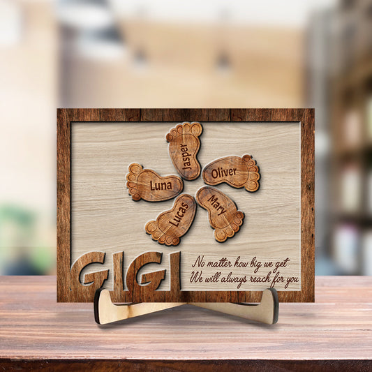 Personalized Kids Feet Wooden Plaque for Mom with personalized design details for meaningful gifting