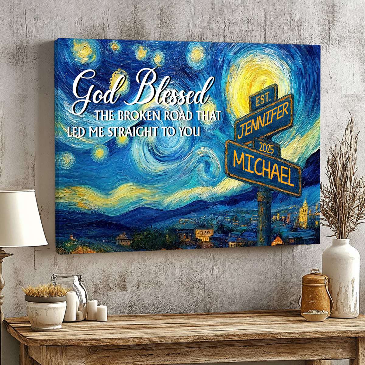 “The Path to Us” - Personalized Road Sign Couples Canvas / Poster