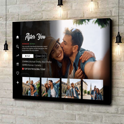 Personalized Couple Photo Movie Landscape Canvas / Poster - Custom Gift For Couples Anniversary Movie