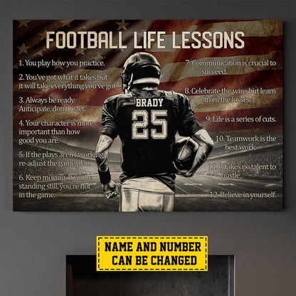 Personalized Football Life Lessons Poster / Canvas - Custom Gift For Football Lovers