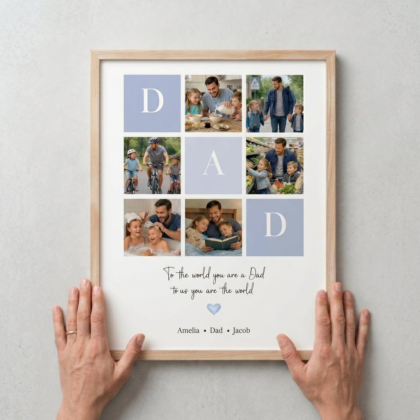 Personalized dad photo canvas with 6 custom pictures and 'To the world you are a Dad' quote for Father's Day image 6