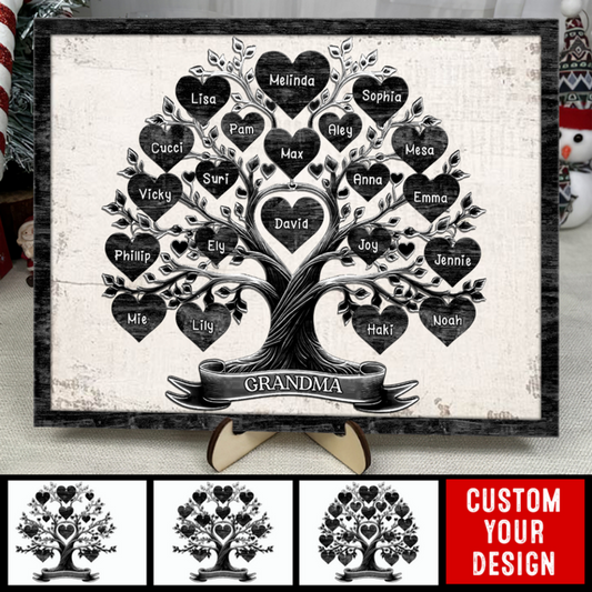 Personalized Grandma & Grandkids Tree Name Wood Plaque - Gift for Grandparents