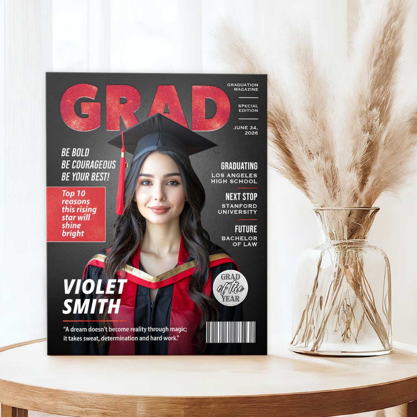 Custom Photo Magazine Cover Canvas / Poster - Personalized Graduation Gift
