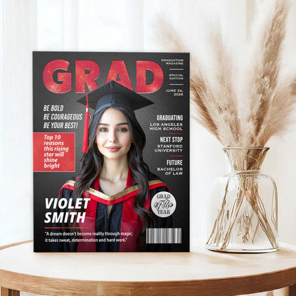 Custom Photo Magazine Cover Canvas / Poster - Personalized Graduation Gift