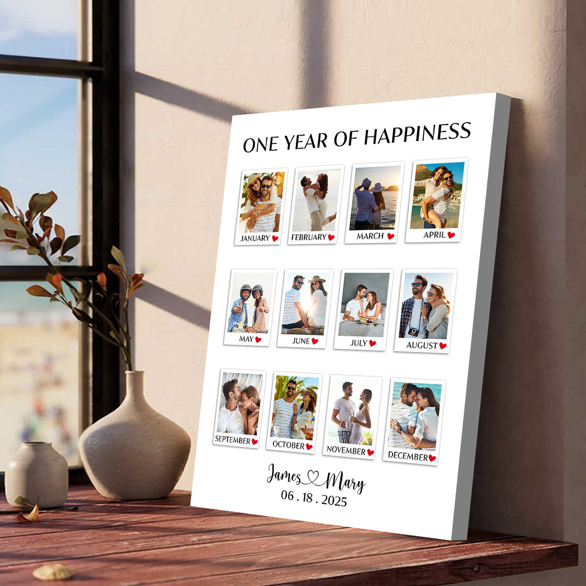 A Year Full Of Love - Personalized Custom Couple Photo Canvas / Poster