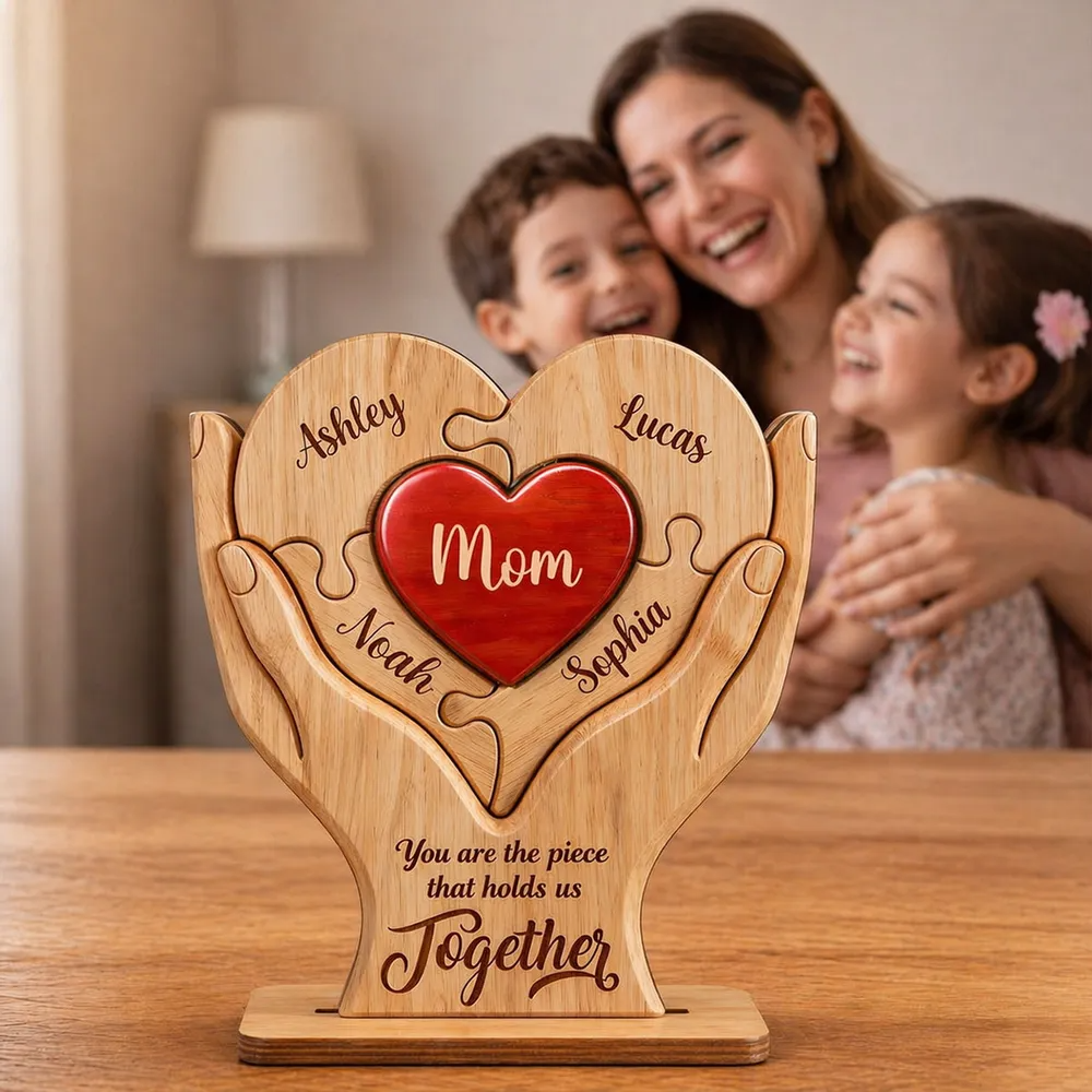 You are the Piece That Holds Us Together - Personalized Wooden Plaque