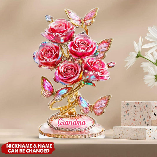 Each Rose Holds A Piece Of Your Heart - Personalized Custom Family Acrylic Plaque