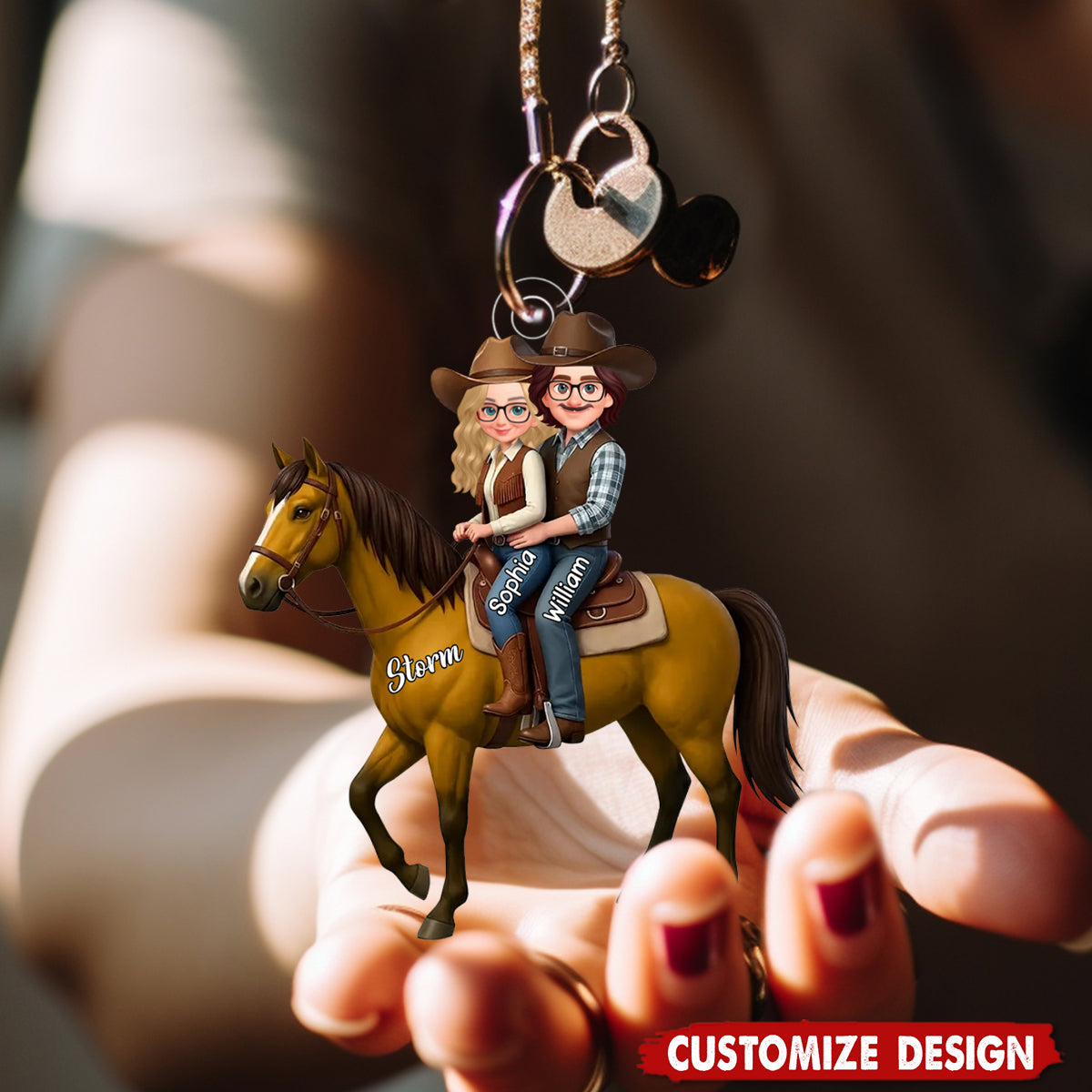Personalized Horse Rider Couple Acrylic Keychain - Custom Gift For Couple Horse Lovers