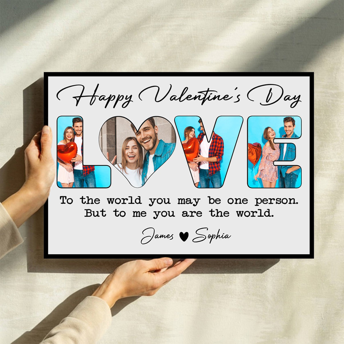 To Me You Are The World - Personalized Custom Couple Photo Canvas / Poster