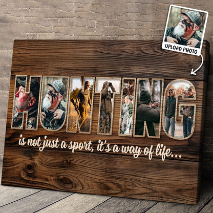 Personalized Deer Hunting Photo Collage Canvas / Poster - Customized Gift For Husband And Dad