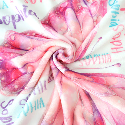 Personalized Colorful Butterfly Themed Name Blanket