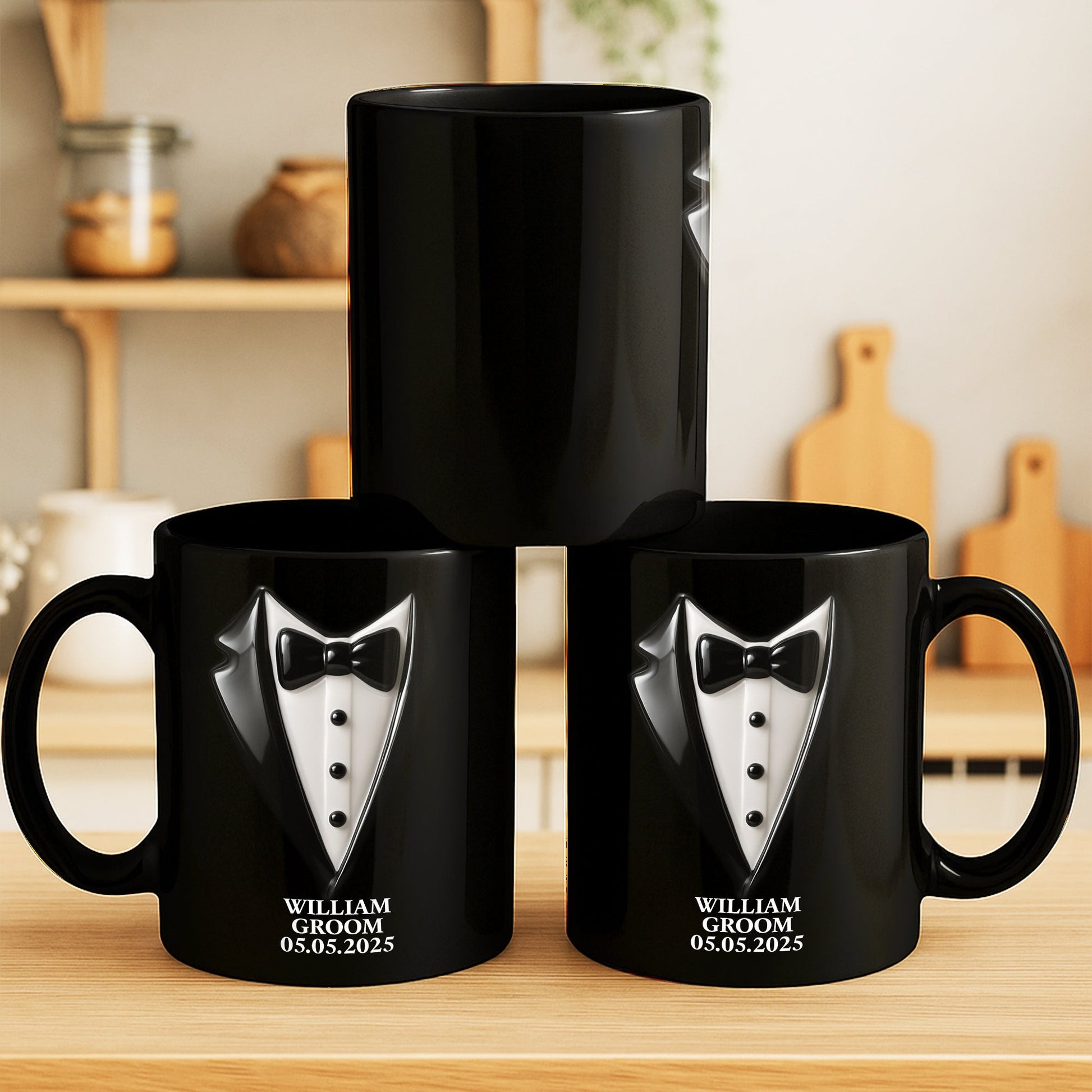 Personalized Wedding Dress and Tuxedo Mug - Custom Anniversary Couple Gift