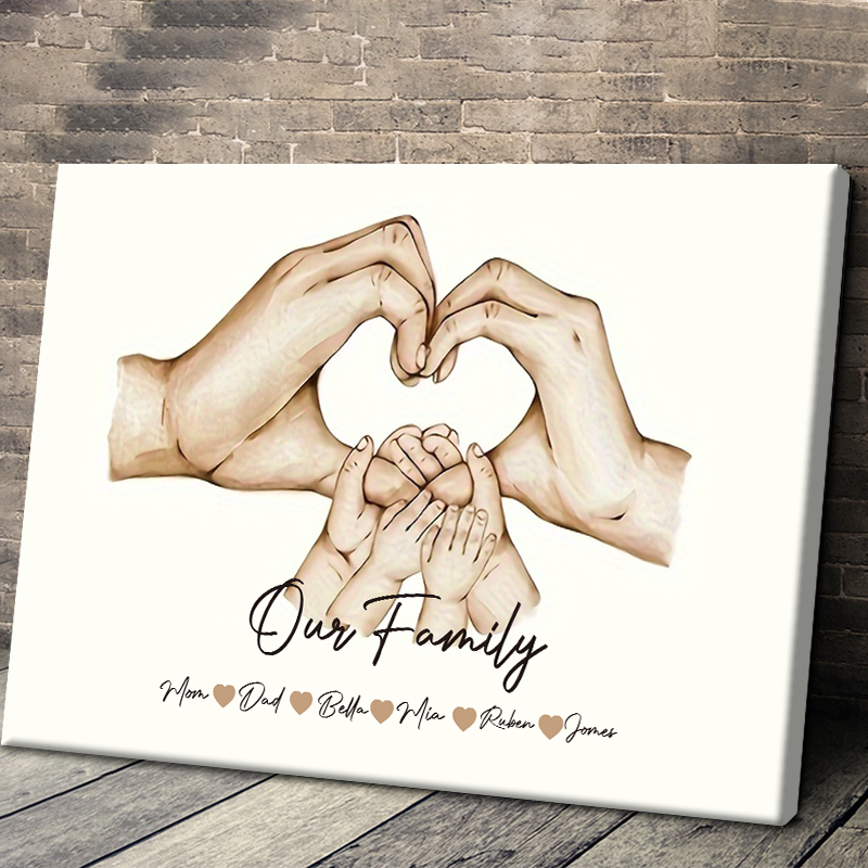 Parents Hands - Personalized Custom Family Name Canvas / Poster