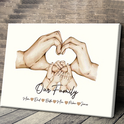 Parents Hands - Personalized Custom Family Name Canvas / Poster