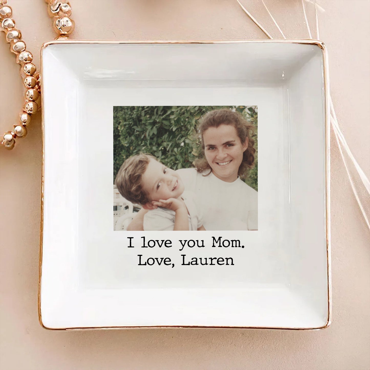 I Love You Mom - Personalized Custom Photo Jewelry Dish