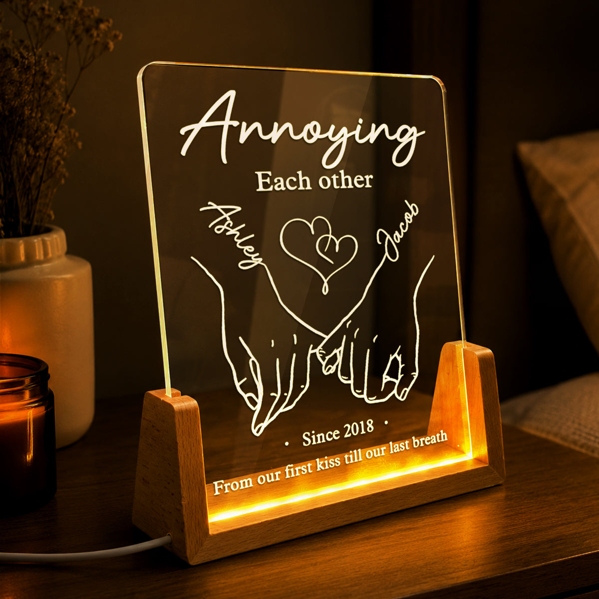 Night Light material and size view - Custom Anniversary Night Light