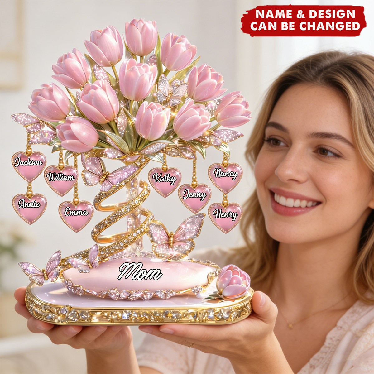 Mom We Love You - Personalized Tulip Bouquet Acrylic Plaque