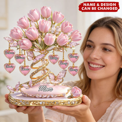 Mom We Love You - Personalized Tulip Bouquet Acrylic Plaque