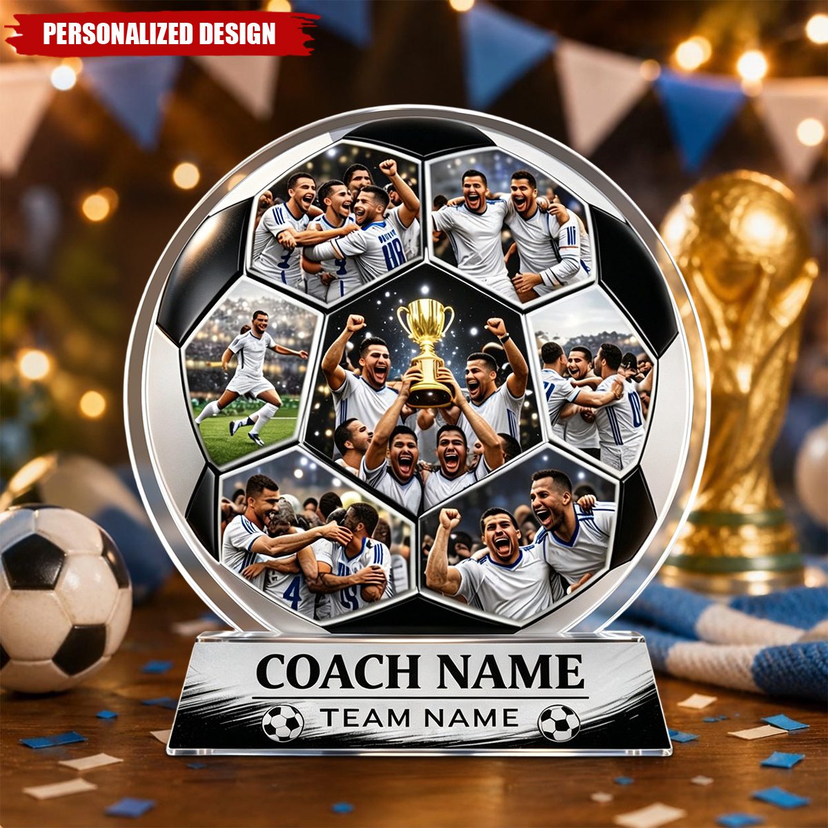 Custom Soccer Coach Gift for Coworker / Boss with personalized design details for meaningful gifting