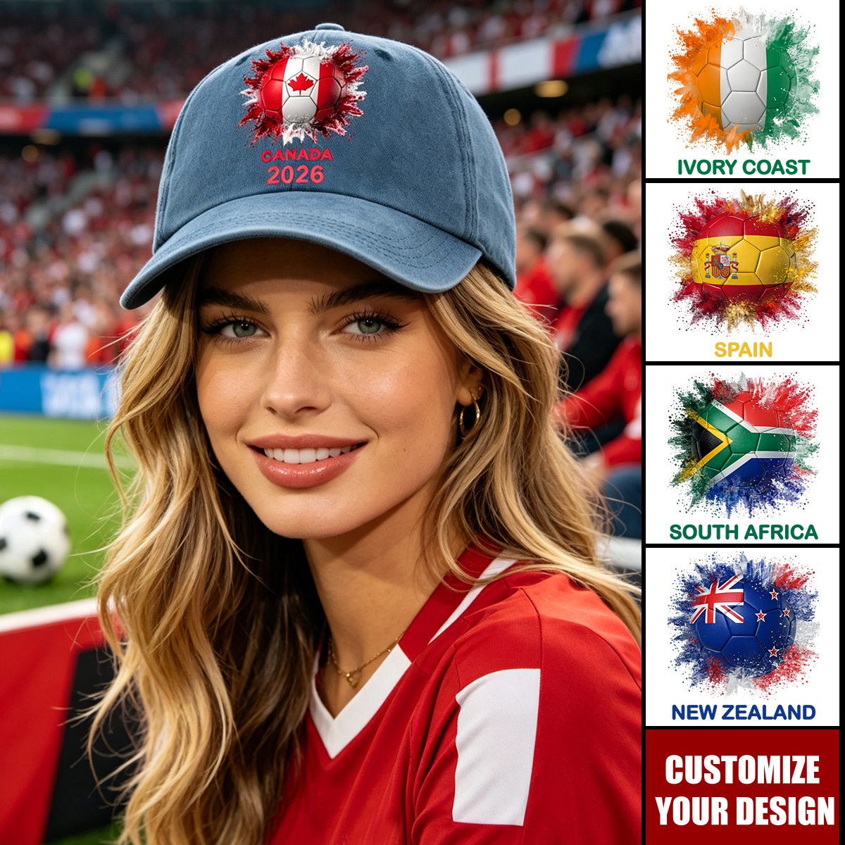 Personalized Country Flags Classic Cap - Custom Soccer Lover Gift
