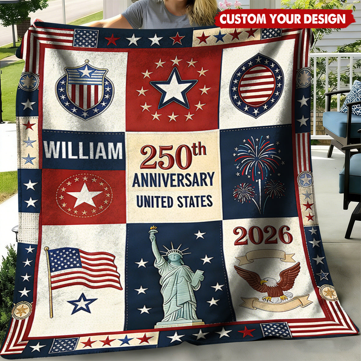 USA 250th Anniversary - Personalized Custom Patriot Blanket