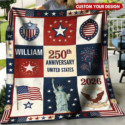 USA 250th Anniversary - Personalized Custom Patriot Blanket