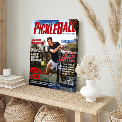 Personalized Pickleball Magazine Cover Poster / Canvas - Custom Sport Gift for Players