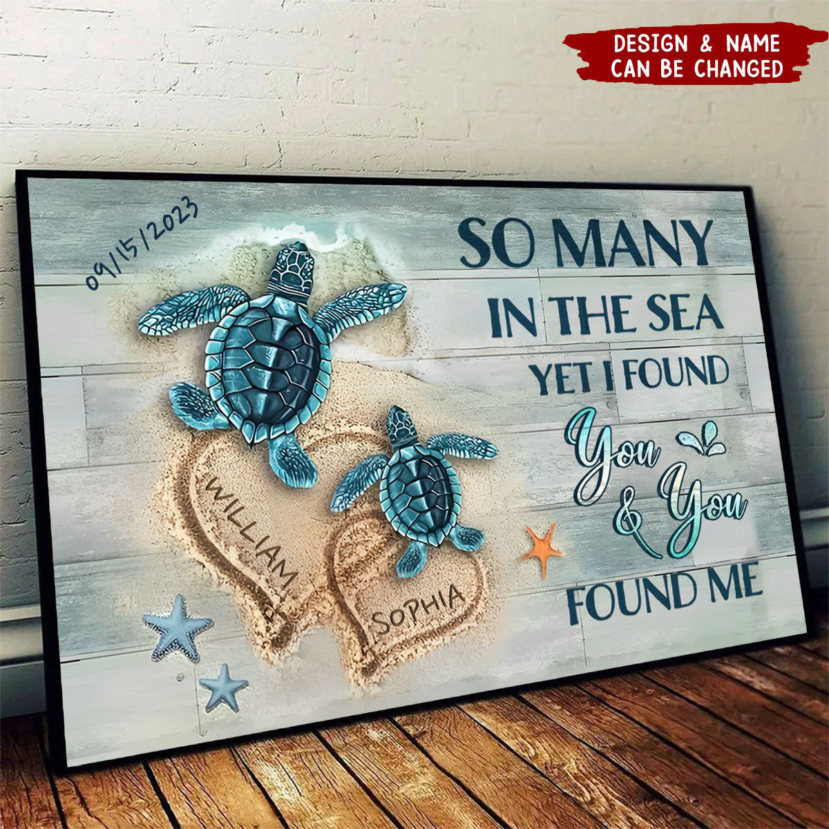 Personalized Beach Turtle Canvas for Couples - I Found You & You Found Me