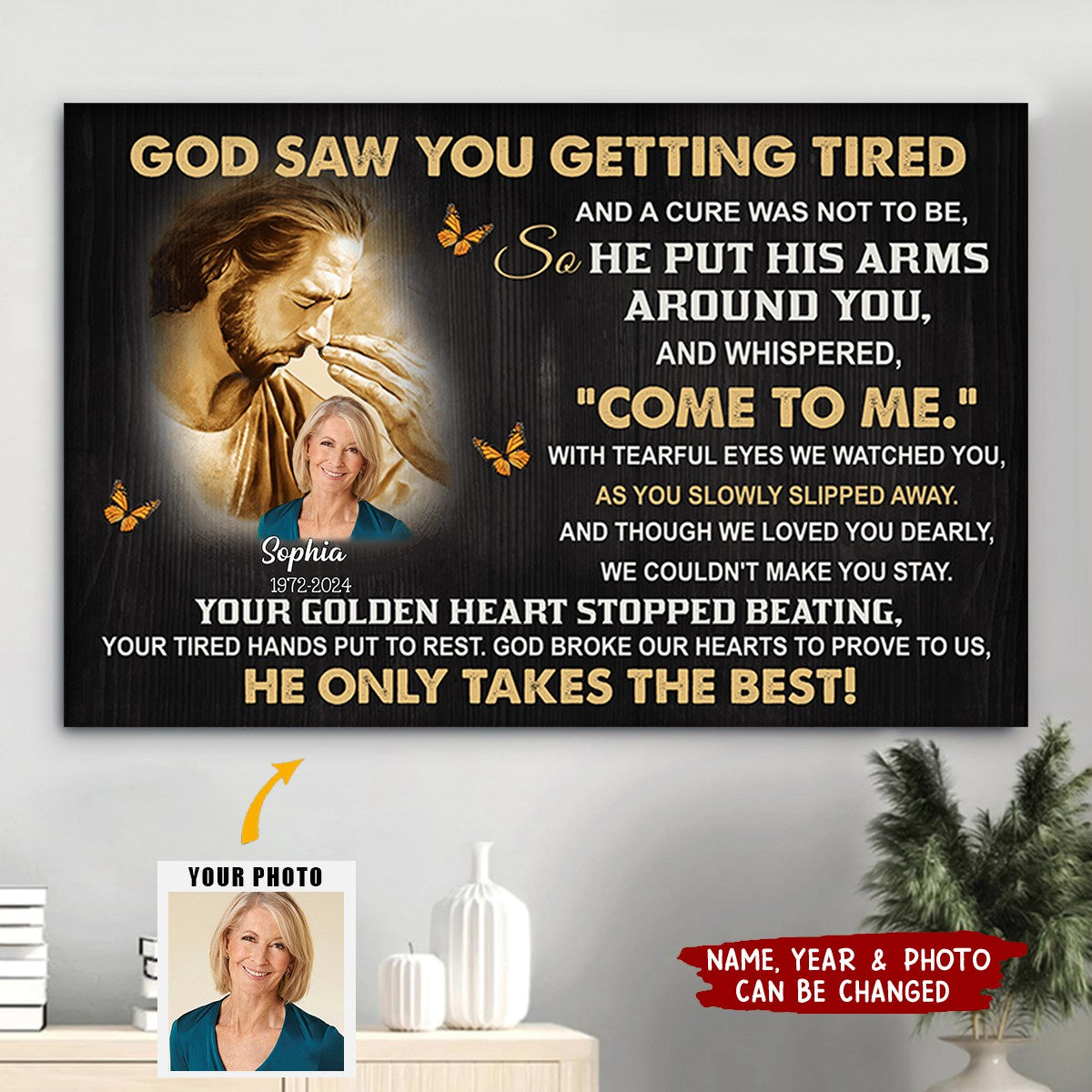 In Loving Memory: “God Saw You” - Personalized Memorial Canvas / Poster
