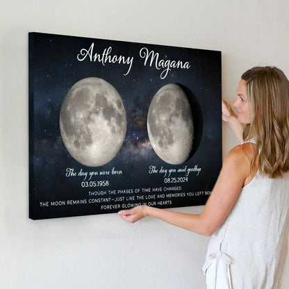 Personalized Sympathy Gift | In Memory of Loved One | Custom Moon Phase Memorial Poster / Canvas