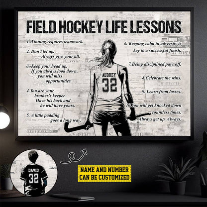 Personalized Field Hockey Life Lessons Poster / Canvas - Gift For Field Hockey Lovers & Players