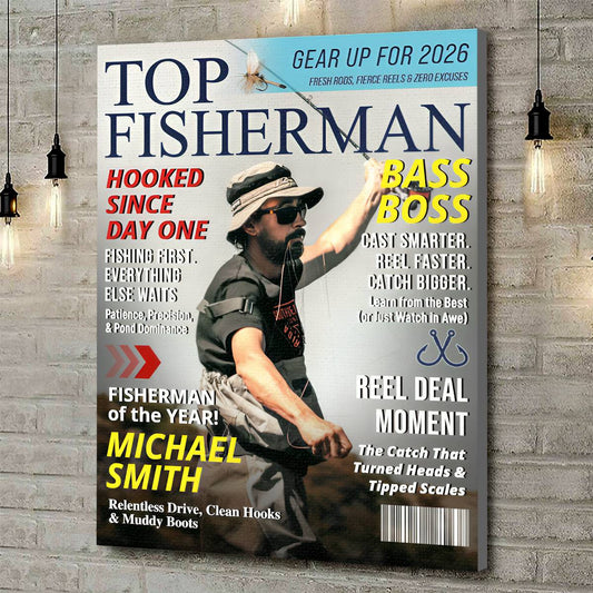 Personalized Fishing Magazine Cover for Dad with personalized design details for meaningful gifting