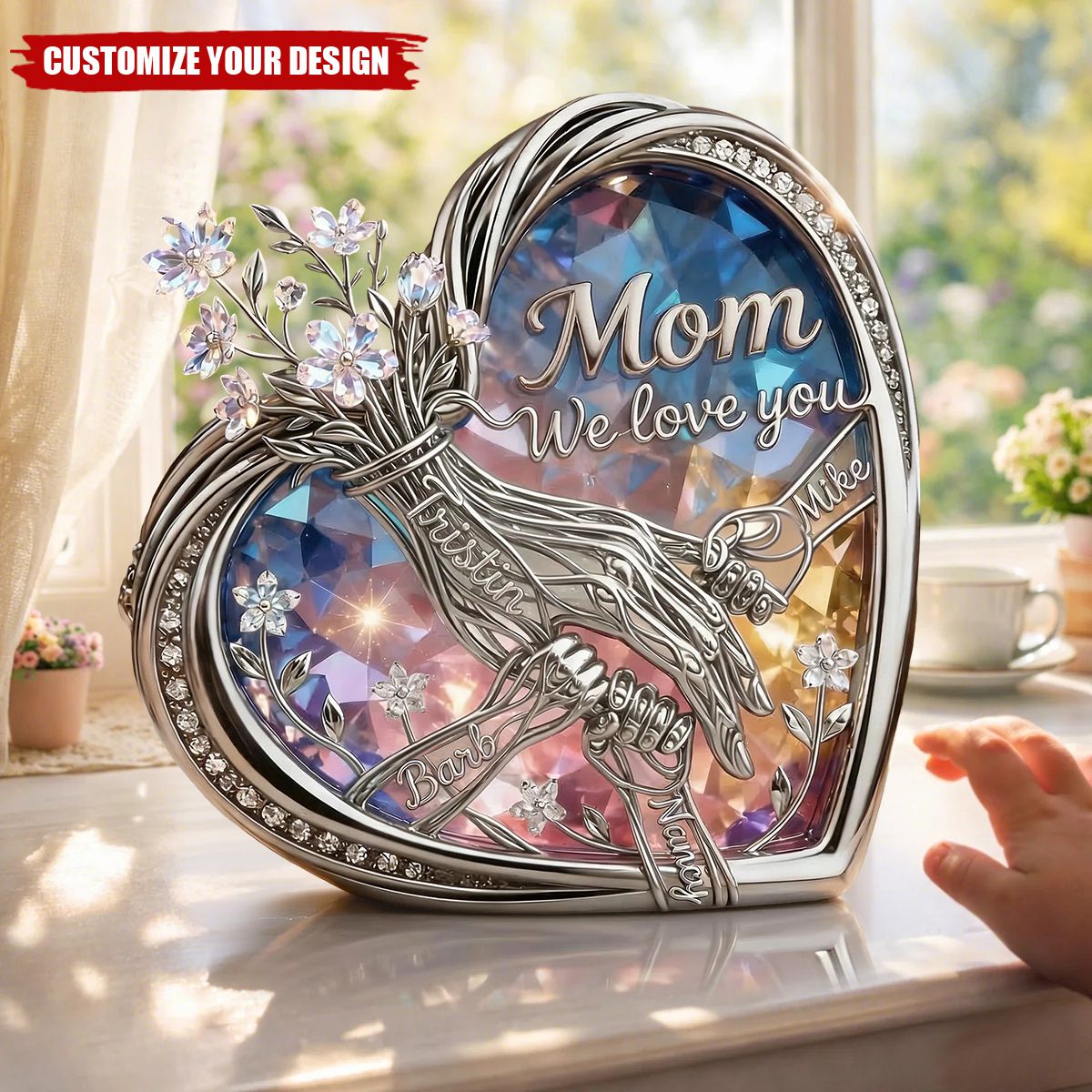 “Mom & Children Holding Hands” - Personalized Acrylic Plaque