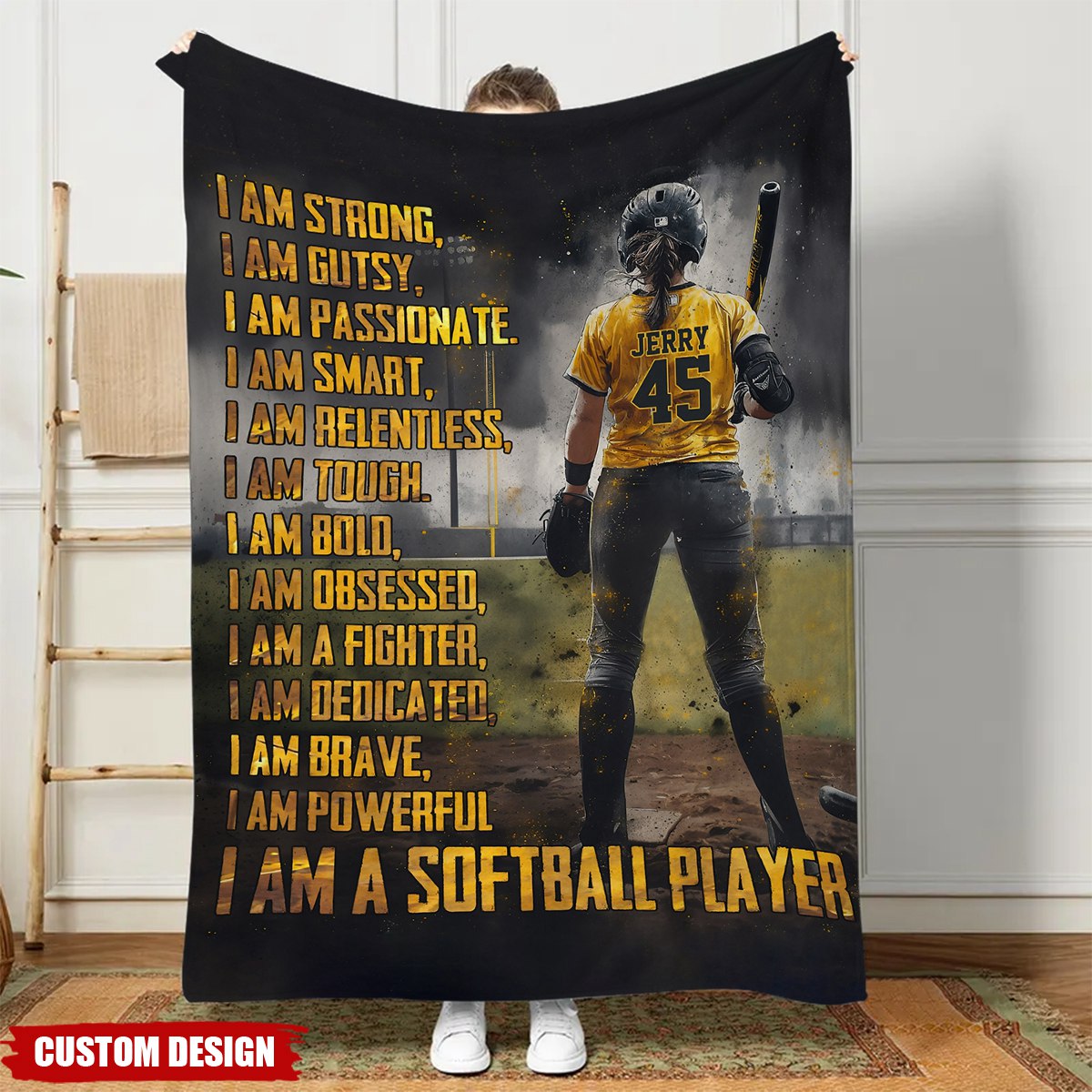 Personalized Softball Champion Blanket - Gift for Your Star Player Daughter