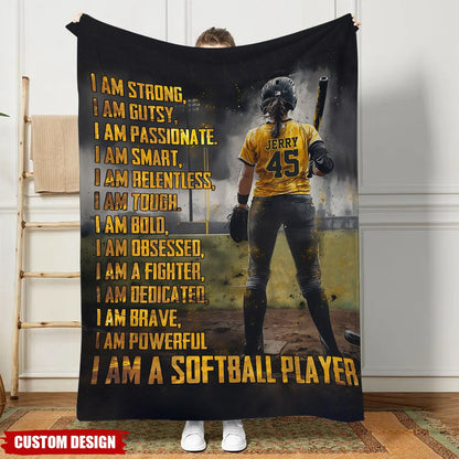 Personalized Softball Champion Blanket - Gift for Your Star Player Daughter