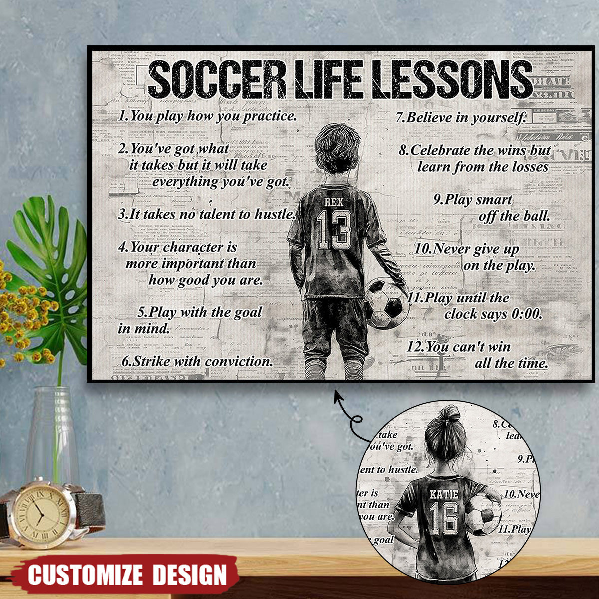 Personalized Soccer Poster For Kids - Custom Name Gift for Young Fans