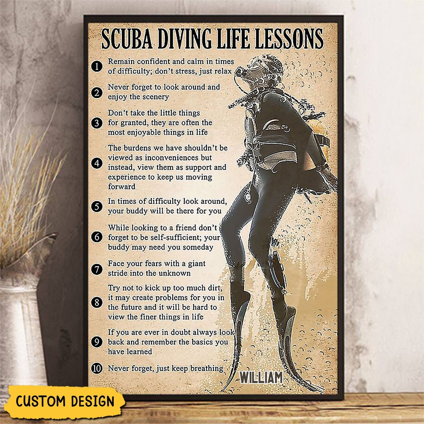 Personalized Scuba Diving Life Lessons Poster / Canvas - Custom Gift For Diving Lovers