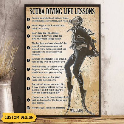 Personalized Scuba Diving Life Lessons Poster / Canvas - Custom Gift For Diving Lovers