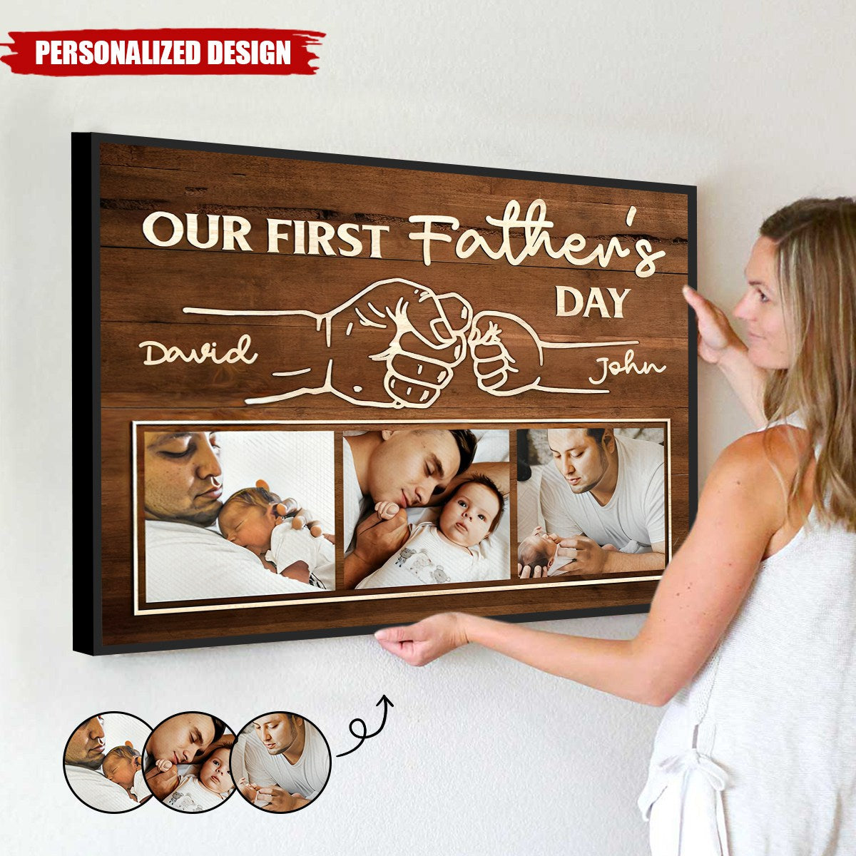 Personalized First Father’s Day Fist Bump Canvas / Poster - Custom Gift for New Dad